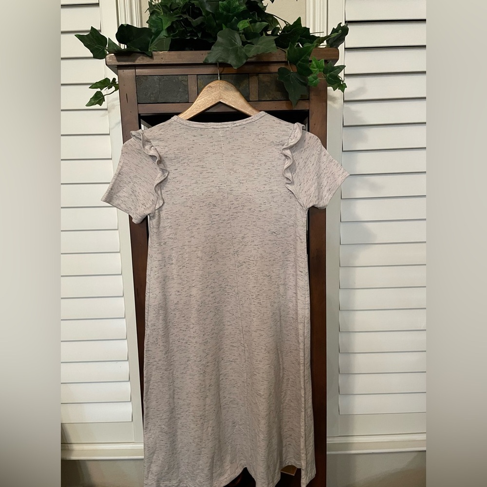 STEVIE HENDER Comfy Gray Ruffle Sleeve soft T~Shirt Dress in Size:Small LIKE NEW - Picture 5 of 8